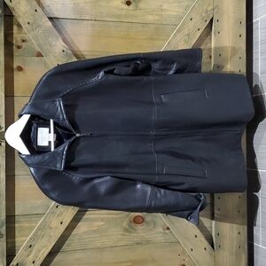 WOMENS BLACK LAMBSKIN GENUINE LEATHER SHORT COAT PETITE MEDIUM